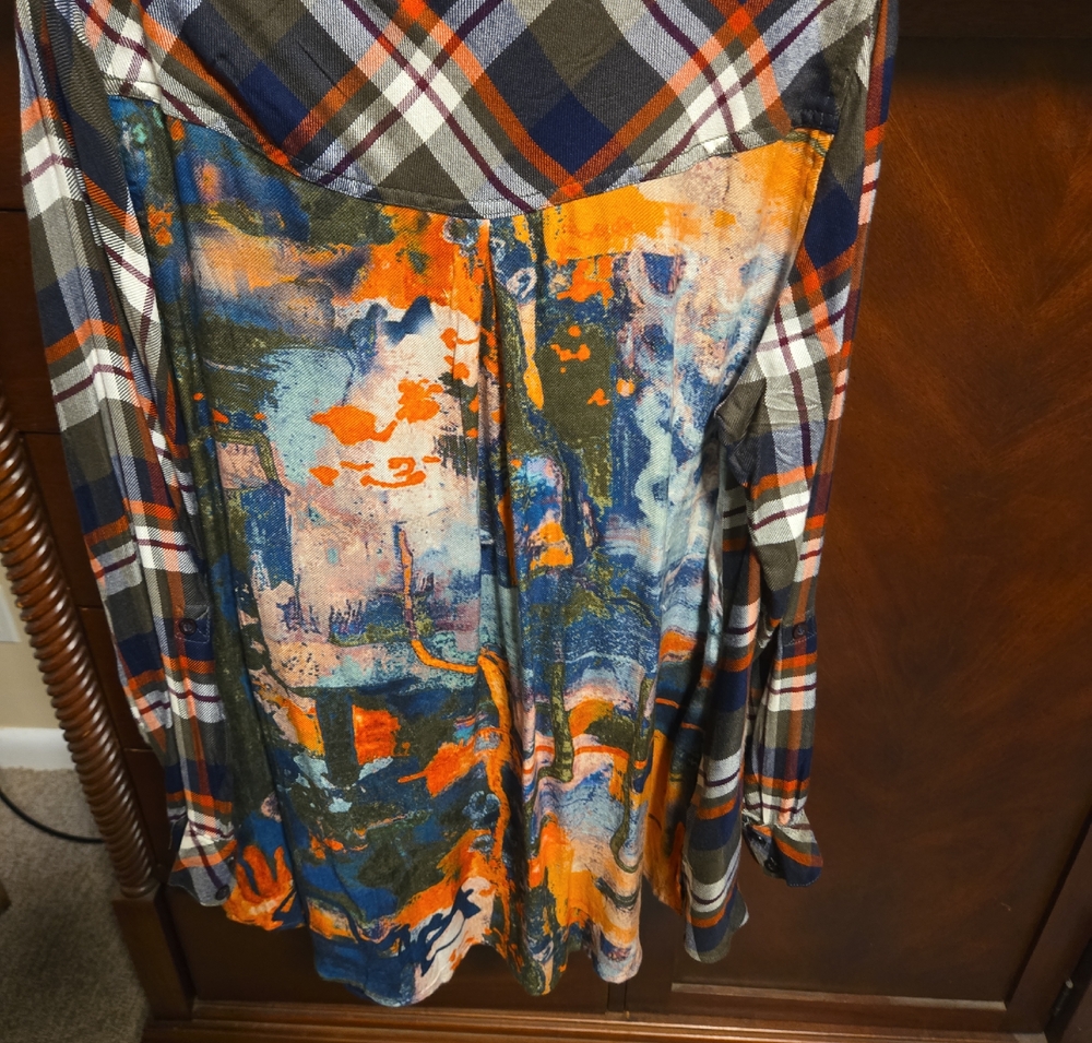 Tolani Plaid Shirt with Abstract Inner Design